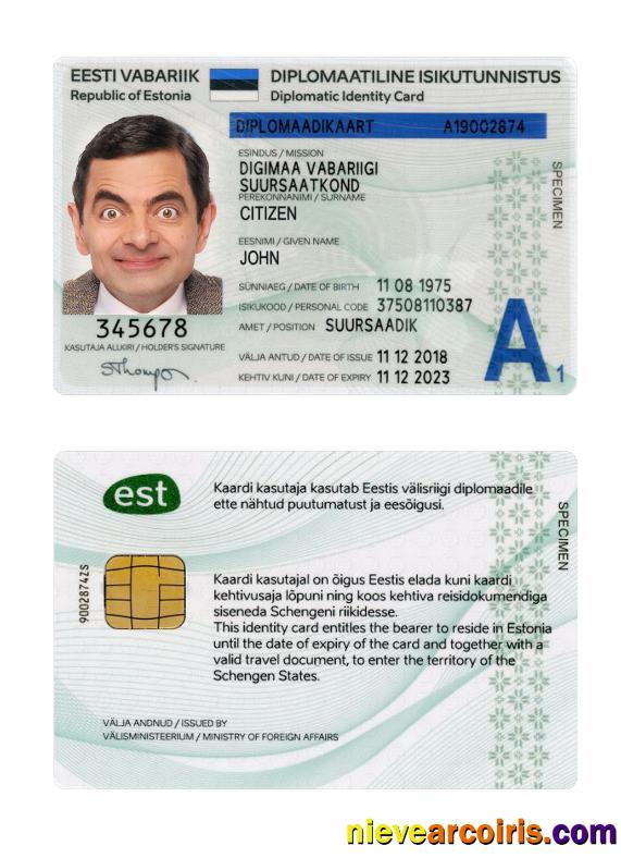Estonia diplomatic ID card 2018-present